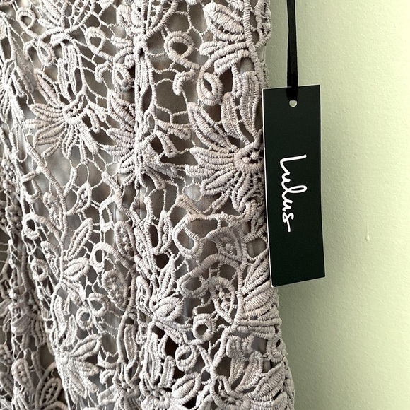 Lulus Romance language Backless Lace Dress Gray size Medium - Picture 3 of 10
